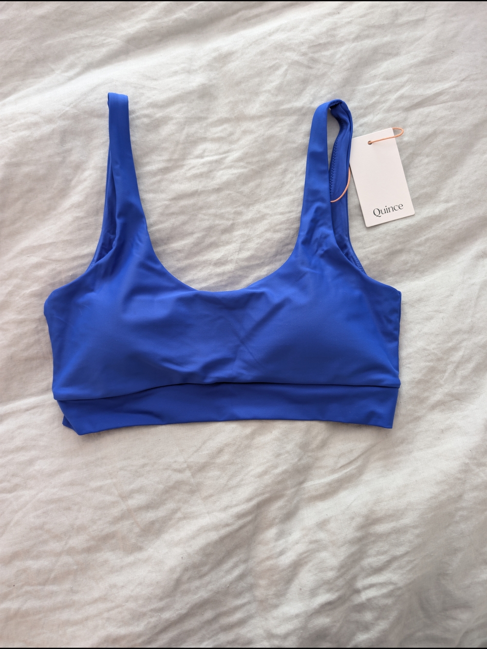 NWT Quince Women's Italian Scoop Bralette Swim Top in Cobalt Blue Size Medium